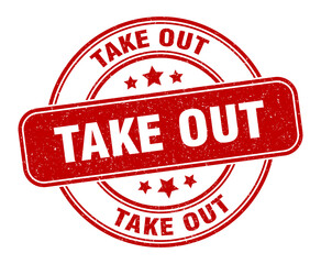 take out stamp. take out label. round grunge sign