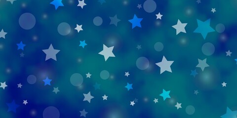 Light BLUE vector background with circles, stars.