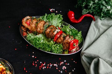 Indian kebab on black background