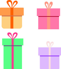 Boxes with Christmas gifts, flat style, vector illustration.