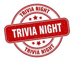 trivia night stamp. trivia night label. round grunge sign