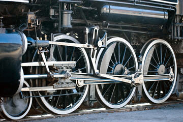 Fototapeta na wymiar Train locomotive wheels in Jim Thorpe, PA 
