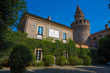Fototapeta na wymiar RIVALTA TREBBIA, ITALY, AUGUST 25, 2020 - View of Rivalta castle in Rivalta Trebbia town, Piacenza province, Emilia Romagna, Italy