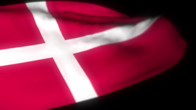 Denmark flag , Realistic 3D animation of waving flag. Denmark flag waving in the wind. National flag of Denmark. seamless loop animation. 4K High Quality, 3D render