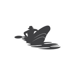 canoe fisherman logo vector icon