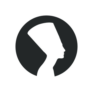 recommend clip art: Queen Nefertiti Of ancient Egypt graphic icon. Nefertiti silhouette in the circle isolated on white background. Vector illustration
