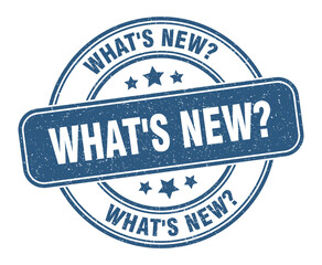 what's new? stamp. what's new? label. round grunge sign