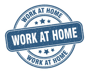 work at home stamp. work at home label. round grunge sign