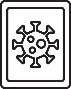 recommend clip art: Black line Virus statistics on monitor icon isolated on white background. Corona virus 2019-nCoV. Bacteria and germs, cell cancer, microbe, fungi. Vector..
