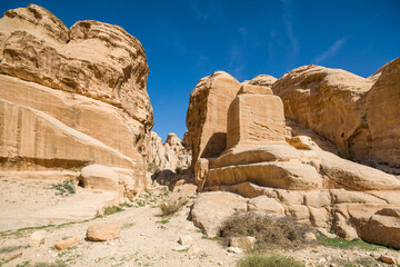 Landscape of the Djinn blocks in the ancient Nabatean city of Petra,  Jordan