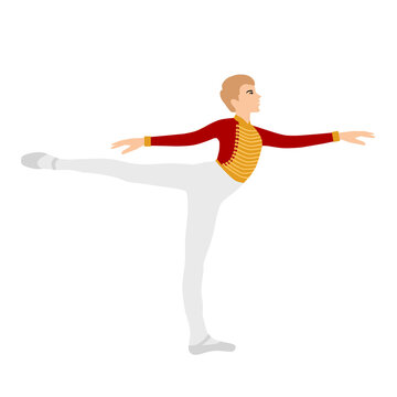 Guy, Male Ballet Dancer, Pose. The Prince Nutcracker. Vector Illustration.