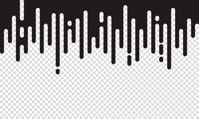 Modern style abstraction with composition made of various rounded shapes in black color on transparent background. Vector illustration.