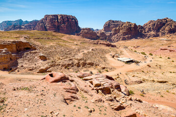 Fototapeta premium Landscape of Petra Valley, the capital city of the Nabataeans, Petra, Jordan