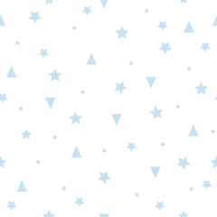 Vector baby blue geometric shapes seamless pattern background.