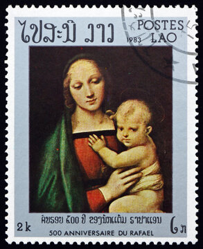 Postage stamp Laos 1983 Granduca Madonna, painting