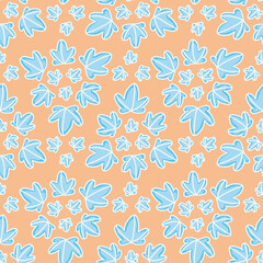 Fototapeta na wymiar Seamless star leaf pattern vector. Little blue foliage in triangles illustration background.