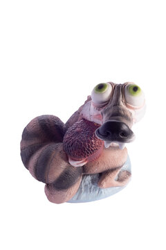 Krivoy Rog. Ukraine. November 2020. Ice Age cartoon squirrel holding a nut. Isolated on white background.