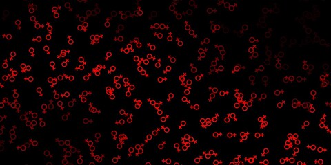 Dark Red vector background with occult symbols.