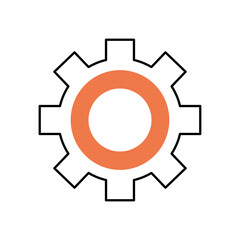 gear wheel icon, half line half color style