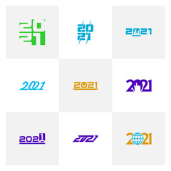 Set of 2021 logo vector template, Creative 2021 logo design concepts, Icon symbol, Happy new year logo