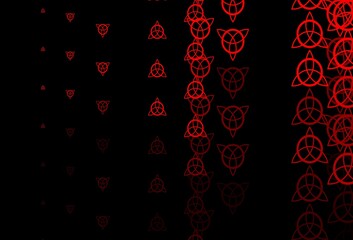 Dark Red, Yellow vector backdrop with mystery symbols.