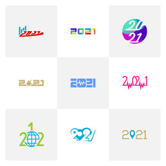 Set of 2021 logo vector template, Creative 2021 logo design concepts, Icon symbol, Happy new year logo