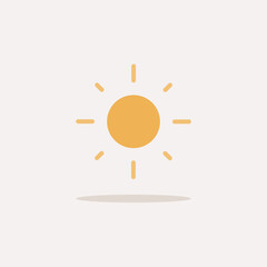 Shining sun. Color icon with shadow. Weather vector illustration