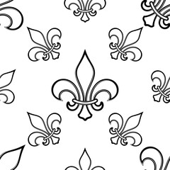 Fleur De Lis Seamless Pattern, Fleur-De-Lys Or Flower-De-Luce, The Decorative Stylized Lily
