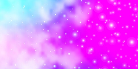 Light Pink, Blue vector background with small and big stars.