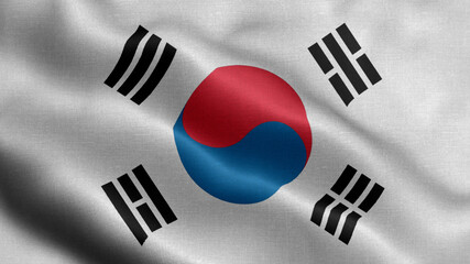 South Korea waving flag texture realistic