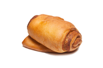 Puff pastry cake with sugar and cinnamon. Puff dessert for tea.