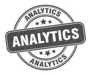 analytics stamp. analytics label. round grunge sign