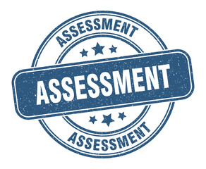 assessment stamp. assessment label. round grunge sign
