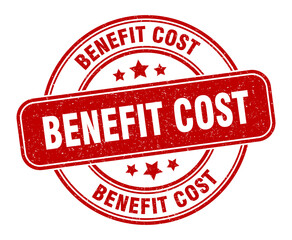 benefit cost stamp. benefit cost label. round grunge sign