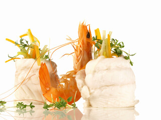 Sole Fillet Rolls - Flatfish on white Background Isolated