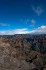 Fototapeta na wymiar Waimea Canyon State Park, located on the oldest Hawaiian island of Kaua'i, is known as the 