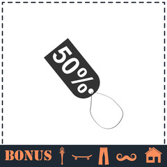50 percent discount icon flat