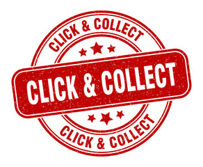 click & collect stamp. click & collect label. round grunge sign