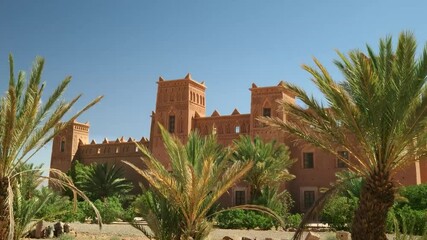 Beautiful view of an old desert castle in morocco