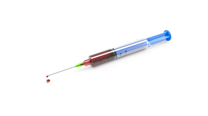 A typical syringe with blood