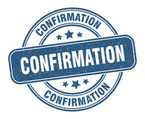 confirmation stamp. confirmation label. round grunge sign