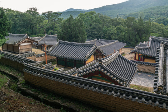 Oksan academy scenic area, a UNESCO World Heritage Site in Gyeongju, South Korea, taken from the hill.