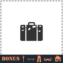 Travel bag icon flat