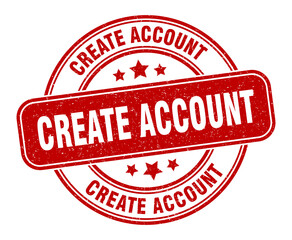 create account stamp. create account label. round grunge sign