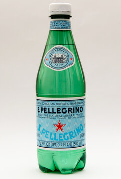 Sngle Plastic Bottle Of San Pellegrino Mineral Water.