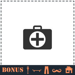 First aid kit icon flat