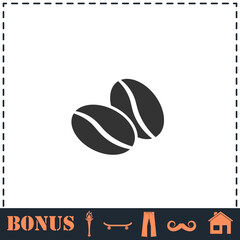 Coffee beans icon flat
