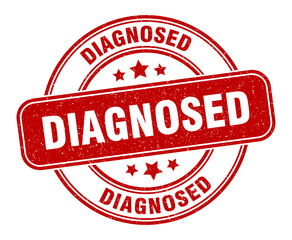 diagnosed stamp. diagnosed label. round grunge sign