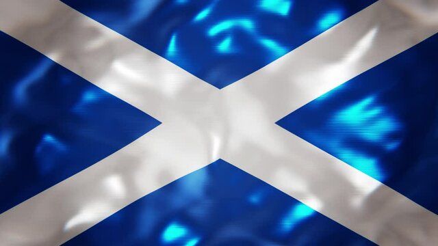 Realistic looping 3D animation of the national flag of Scotland rendered in UHD