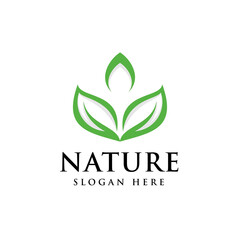 green nature leaf logo template vector icon logotype symbol modern